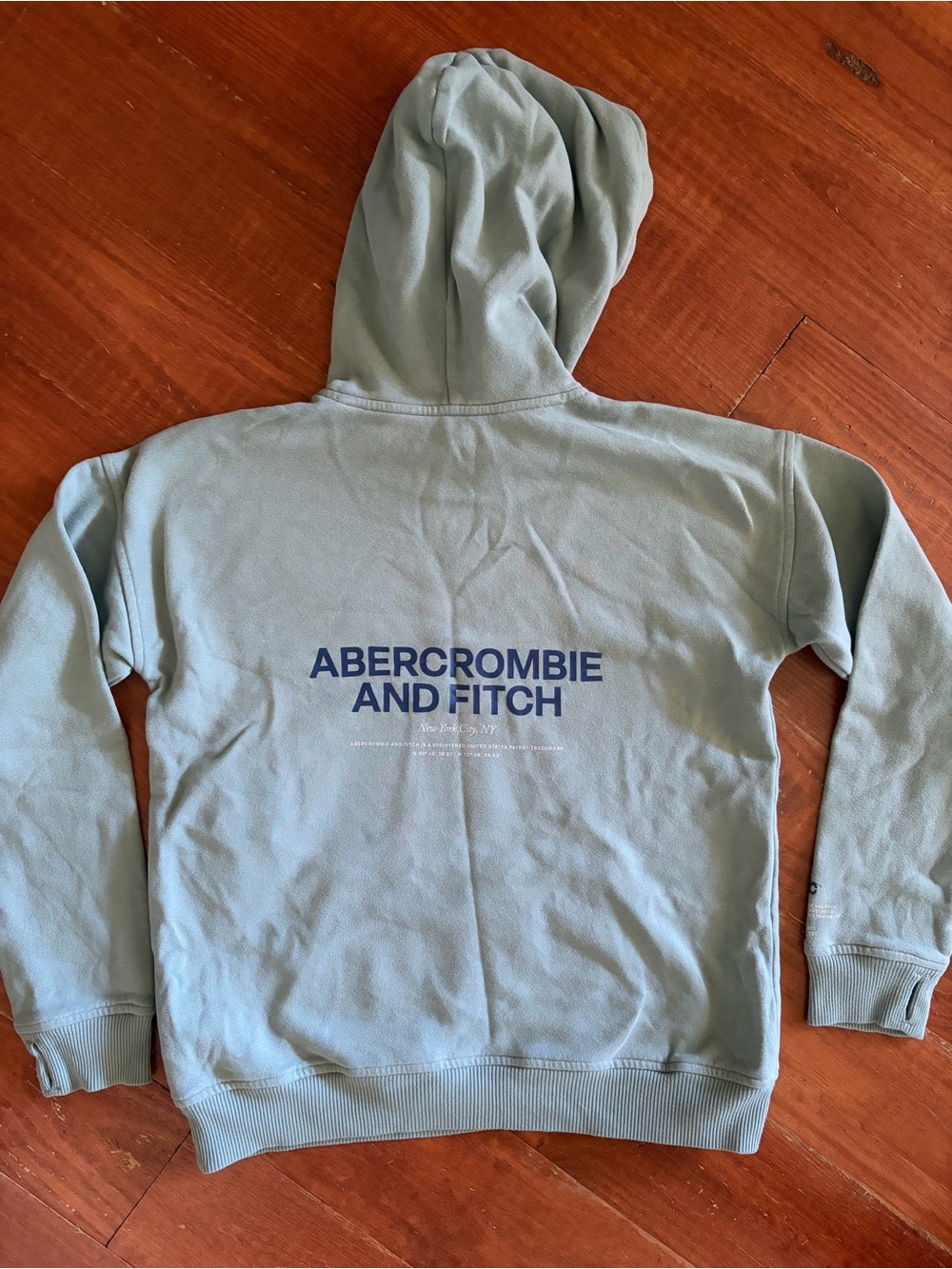 abercrombie kids Sage Green Zip-Up Hoodie with Navy Logo